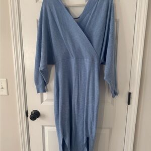Blue V-Neck Knit Dress